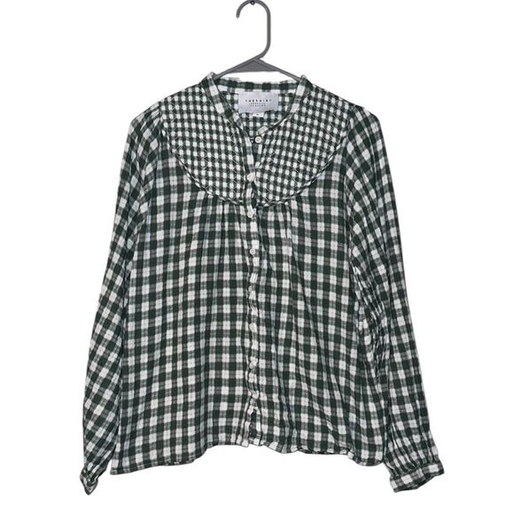 The Shirt Rochelle Behrens Marissa Shirt in Green Check Size XL - Picture 2 of 5